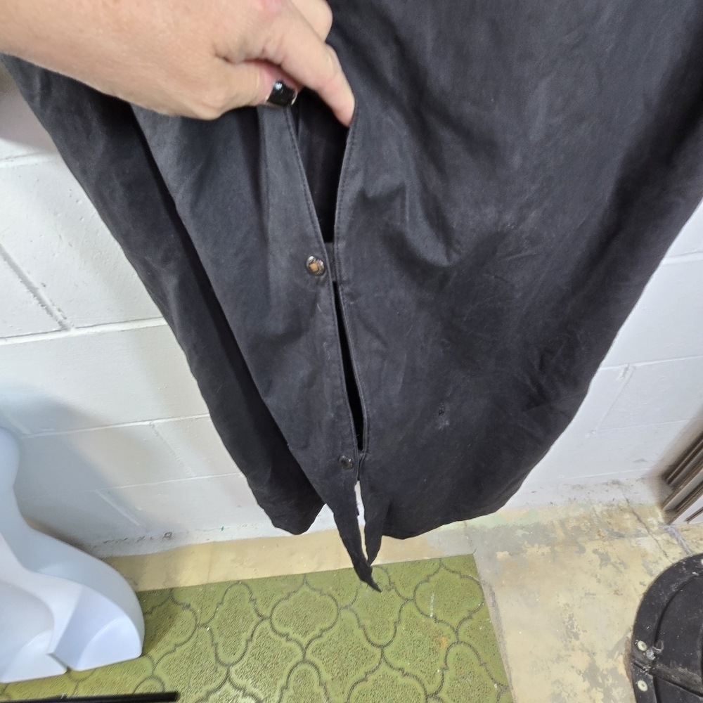 Vtg Outback Drover Rancher Duster Black Coated Oiled Wool Lined Long Coat Usa - Picture 15 of 16